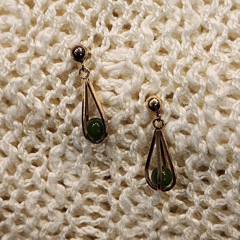 Vintage Gold Toned Dangle Drop Cage Earrings